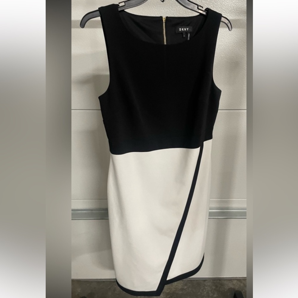 DKNY Black and White Midi Dress